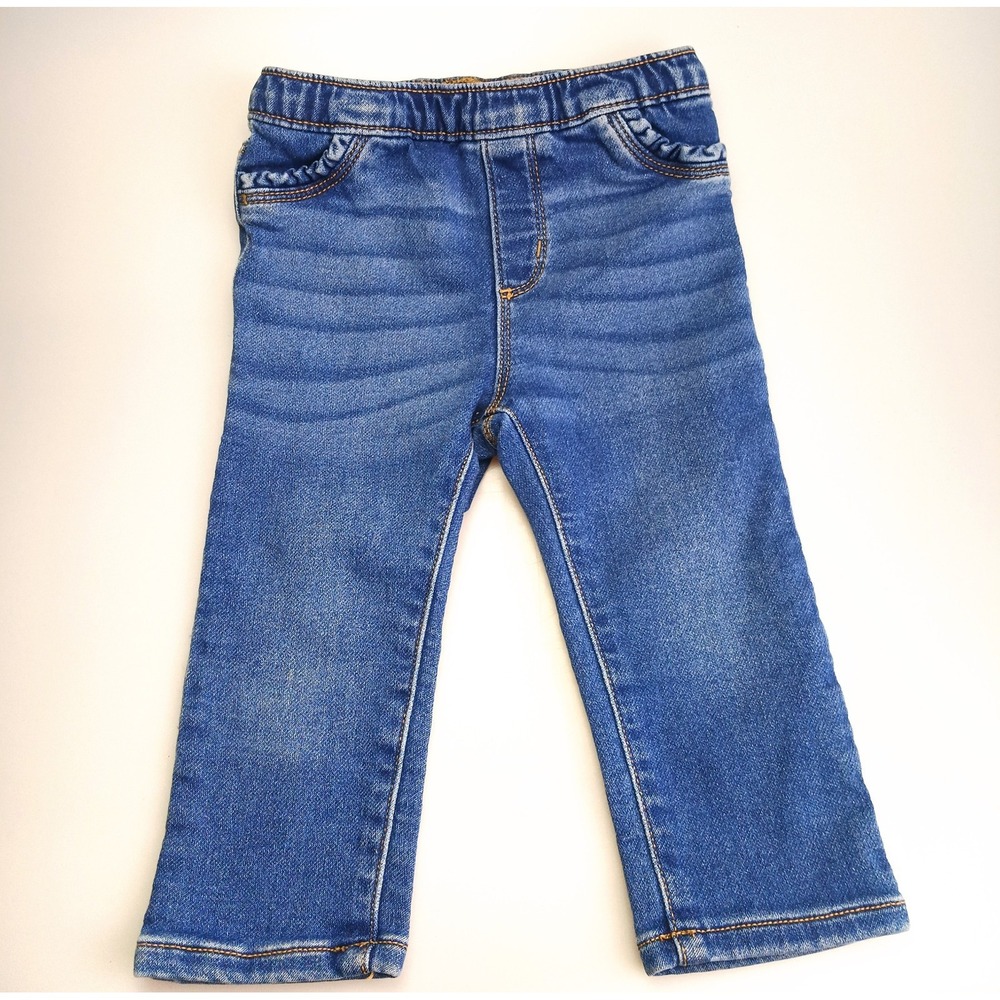 Okie Dokie Girls Baby Jeans 12 Months Elastic Waist Stretch Denim Pull On
